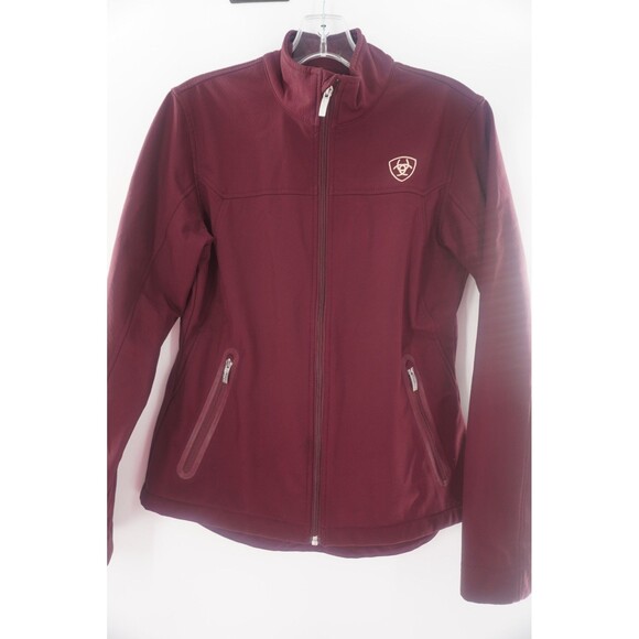 ARIAT Tek Softshell Fleece Lined Jacket Full Zip Wind Water Resistant Burgundy M - Picture 10 of 14